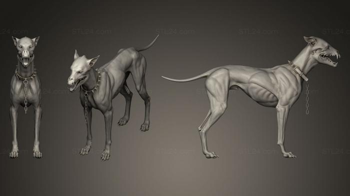 Статуэтки животных (Собака-Зомби Лепит, STKJ_0478) 3D модель для ЧПУ станка